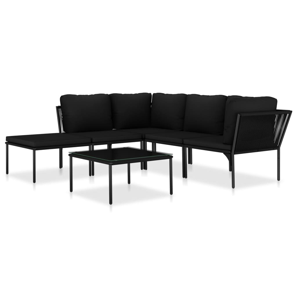 vidaXL 6 Piece Patio Lounge Set with Cushions Black PVC