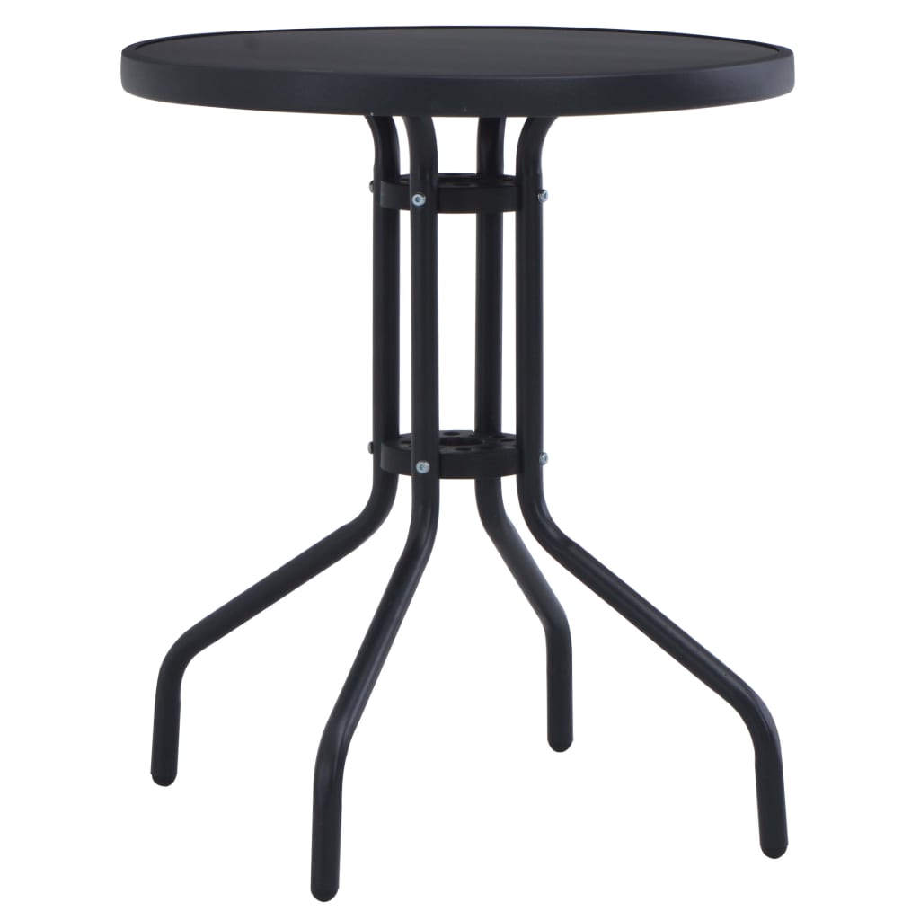 vidaXL Patio Table Black 31.5" Steel and Glass