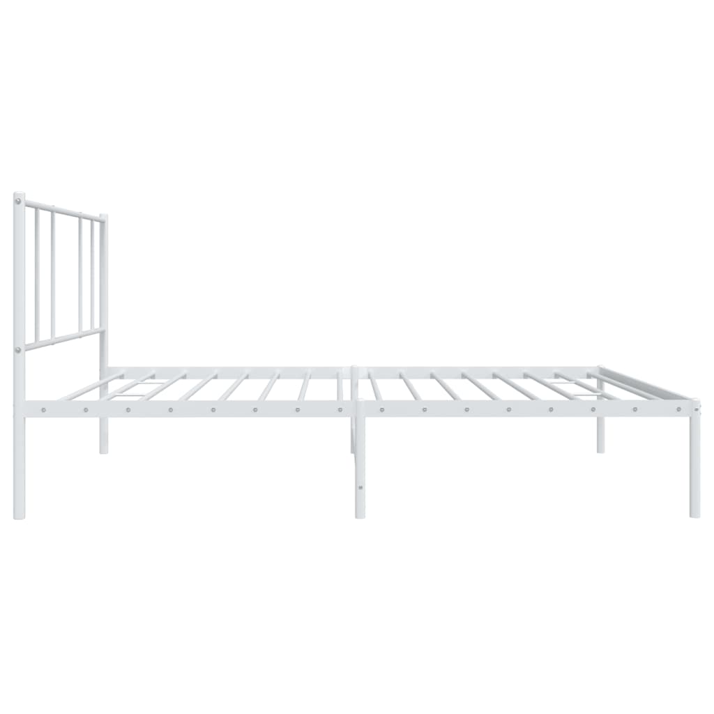 vidaXL Metal Bed Frame without Mattress with Headboard White 39.4"x74.8"