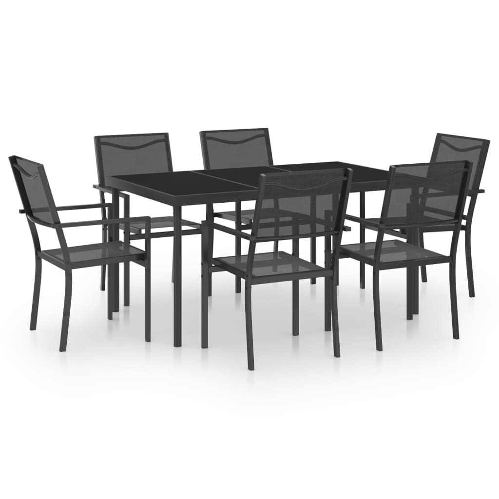 vidaXL 7 Piece Patio Dining Set Steel