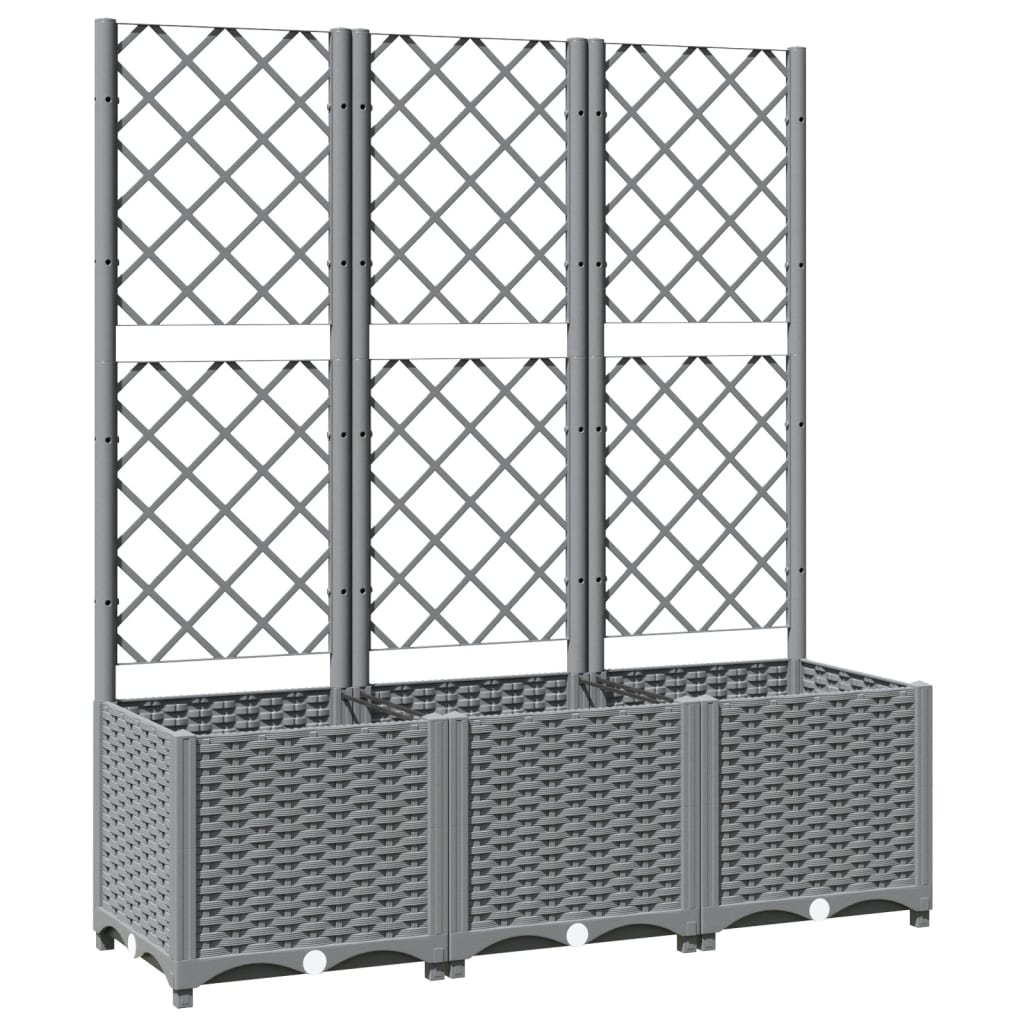 vidaXL Garden Planter with Trellis Light Gray 47.2"x15.7"x53.5" PP