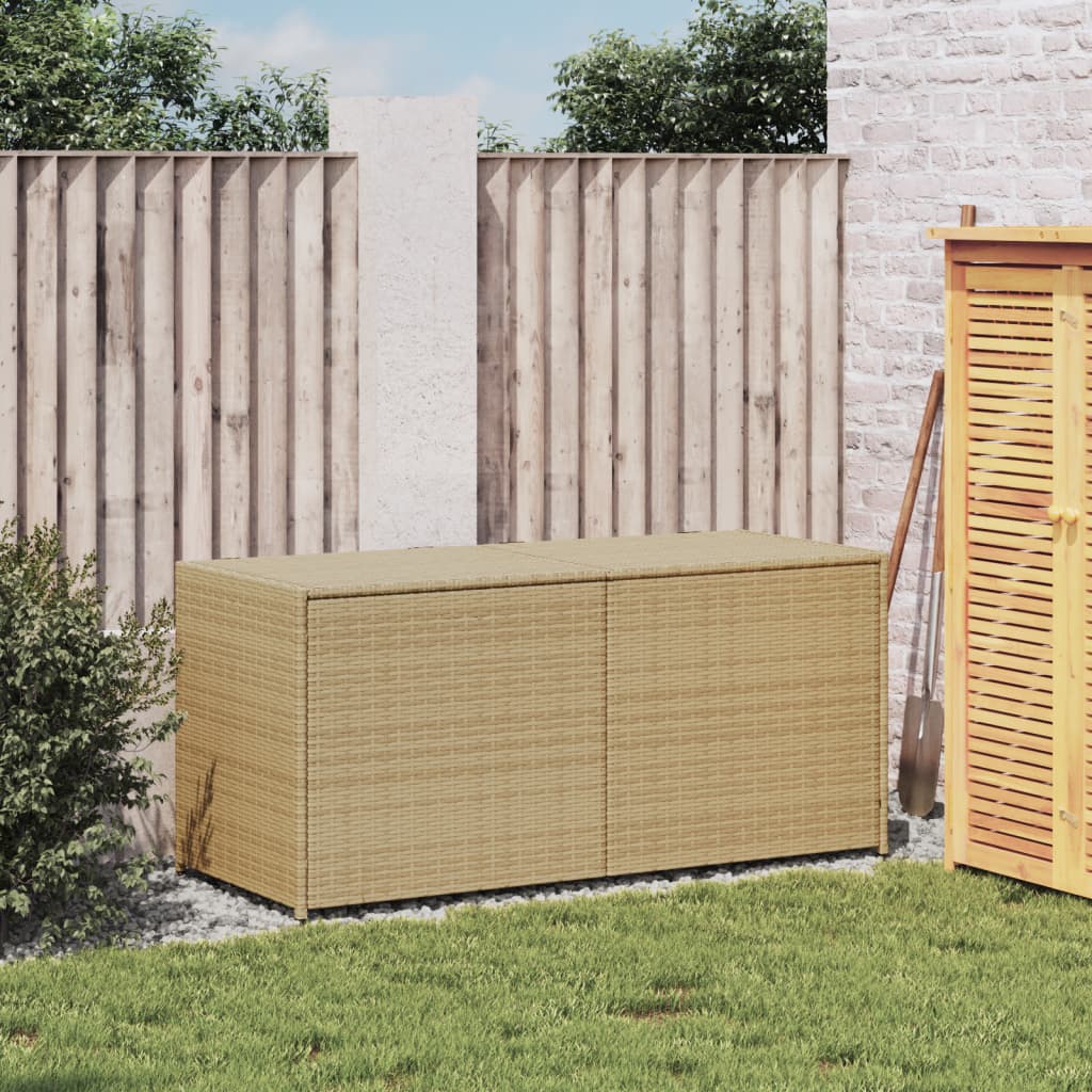 vidaXL Garden Storage Box Mix Beige 74.8 Gal Poly Rattan