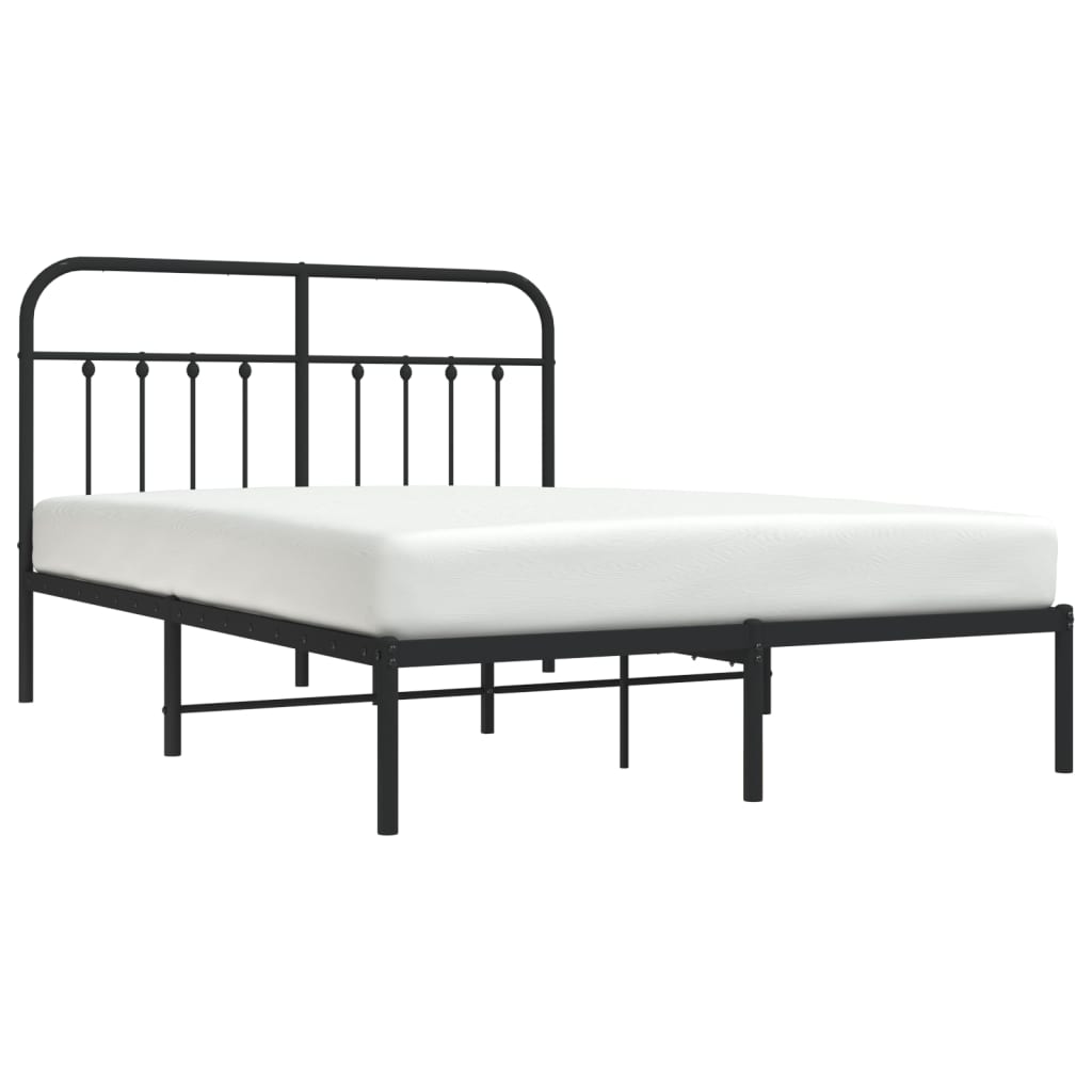 vidaXL Metal Bed Frame without Mattress with Headboard Black 59.1"x78.7"