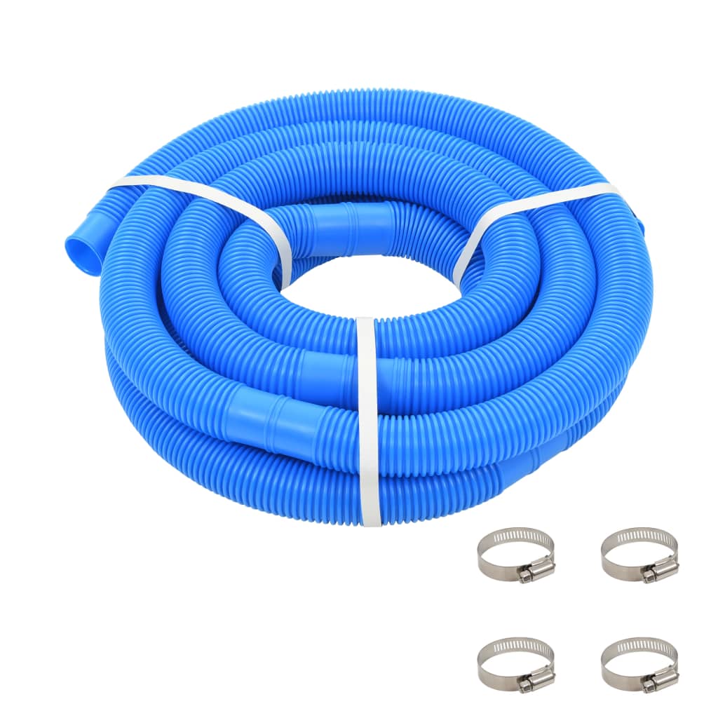 vidaXL Pool Hose with Clamps Blue 1.5" 19.7'