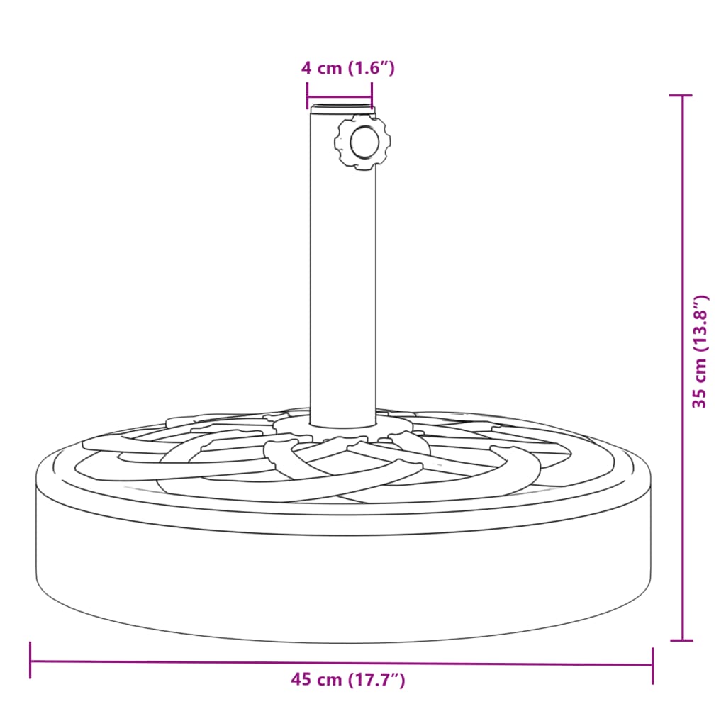 vidaXL Parasol Base for Ø1.5"/1.9" Poles 55.1 lb Round