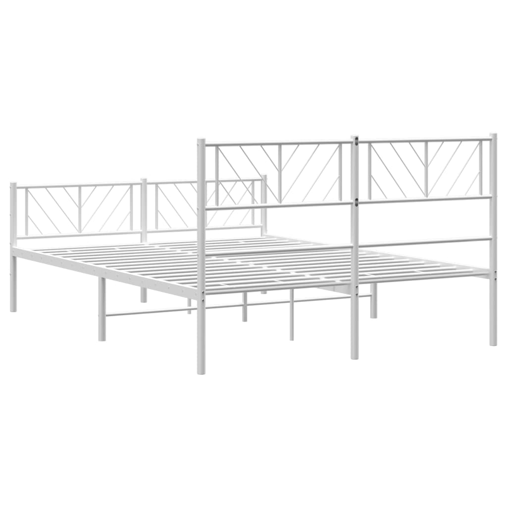 vidaXL Metal Bed Frame without Mattress with Footboard White 59.1"x78.7"