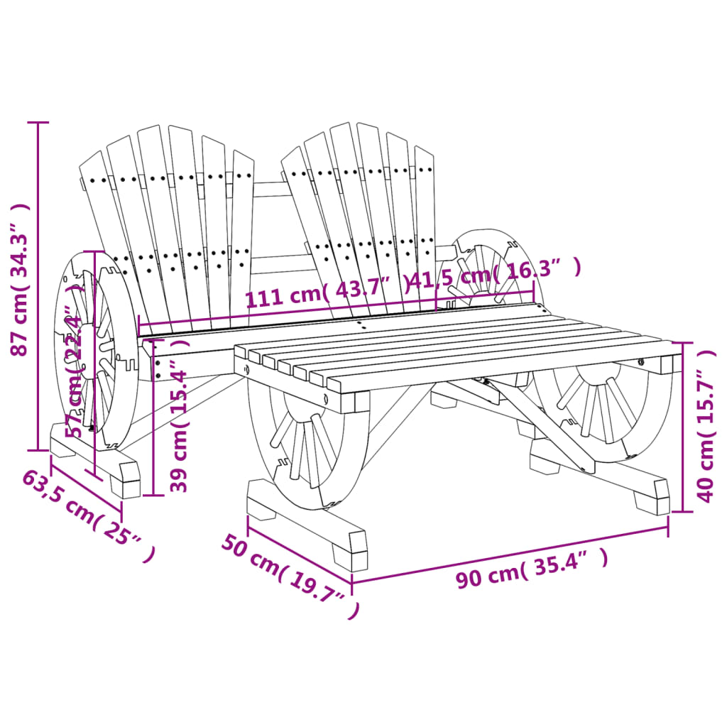 vidaXL 2 Piece Patio Lounge Set Solid Wood Fir