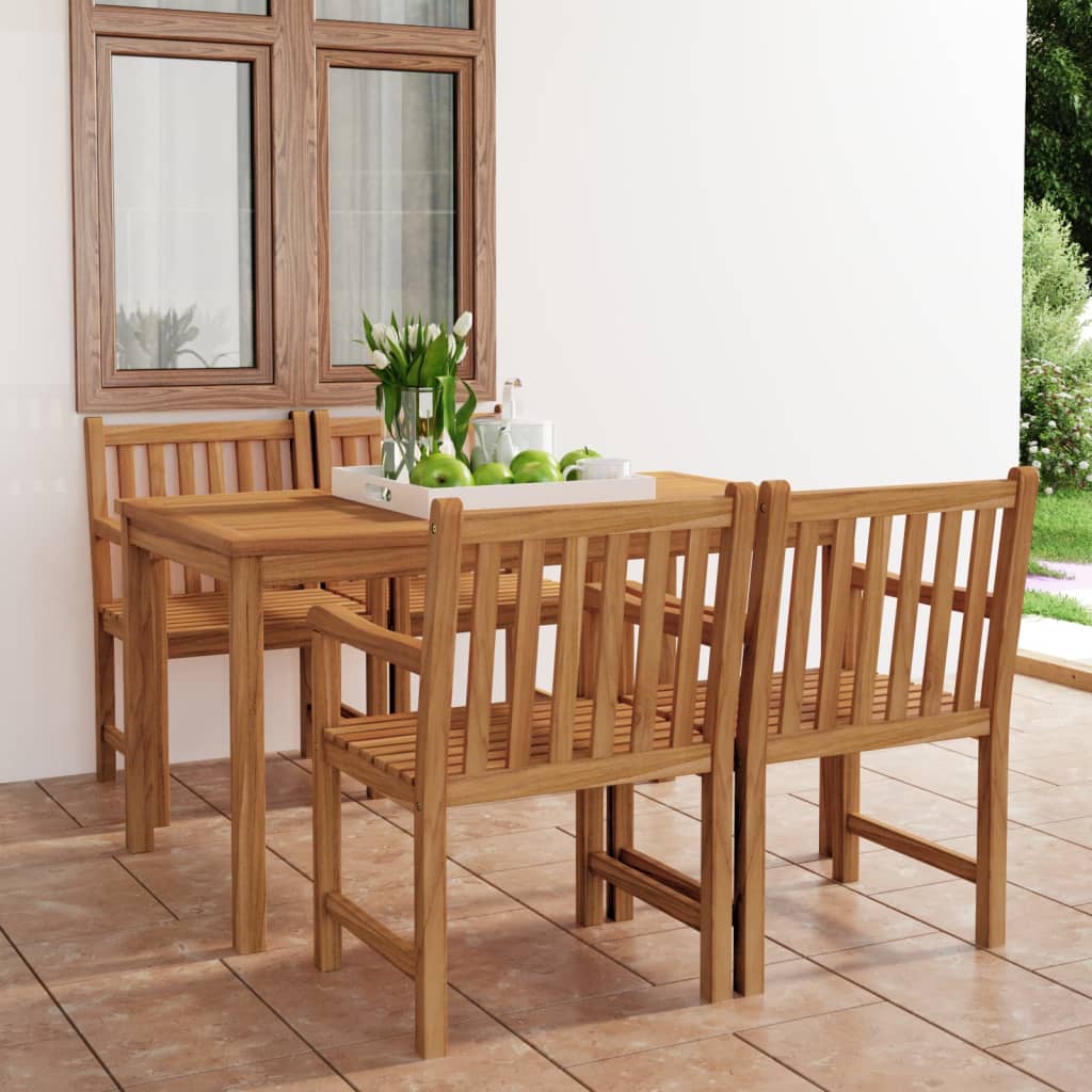 vidaXL 5 Piece Patio Dining Set Solid Teak Wood