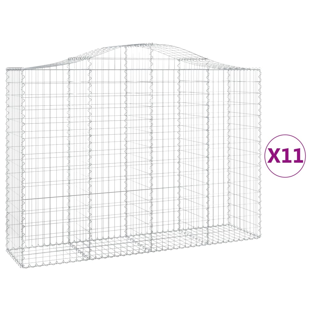 vidaXL Arched Gabion Baskets 11 pcs 78.7"x19.7"x55.1"/63" Galvanized Iron