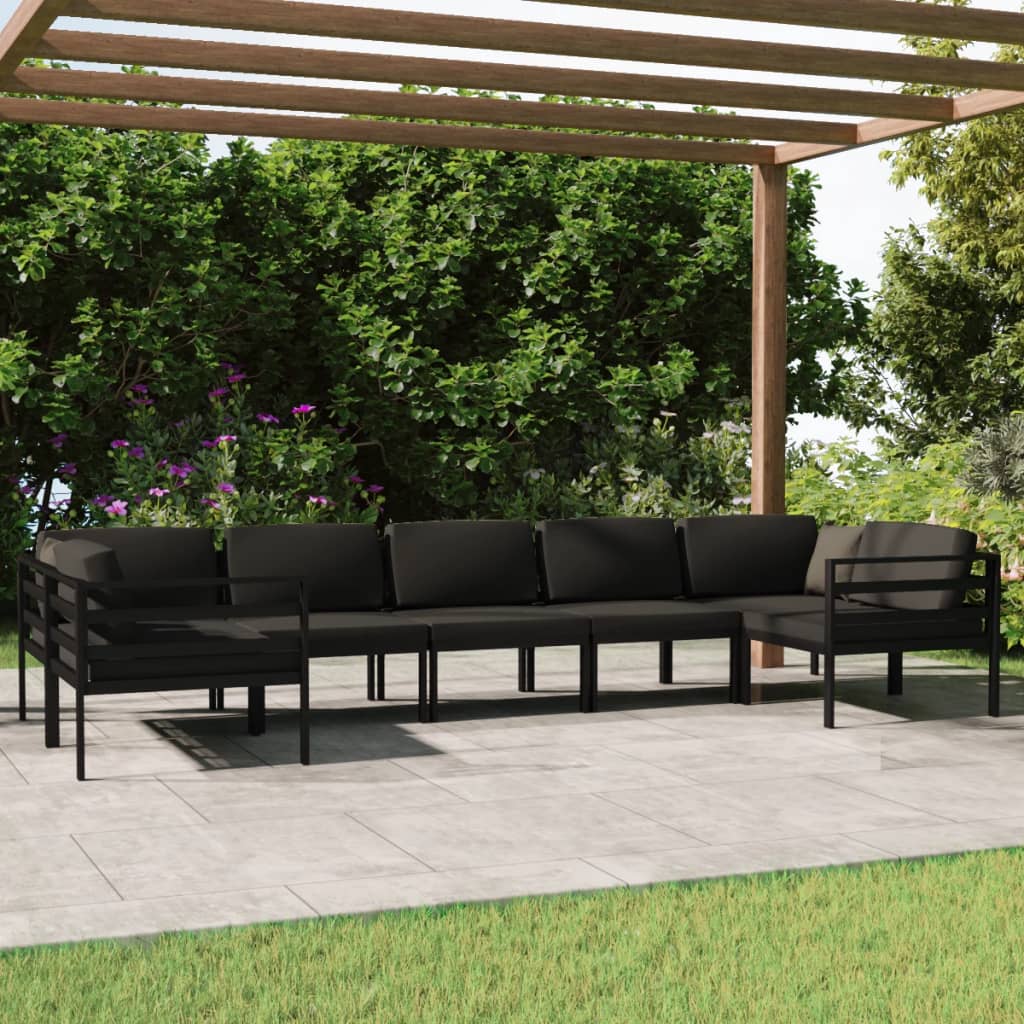 vidaXL 7 Piece Patio Lounge Set with Cushions Aluminum Anthracite