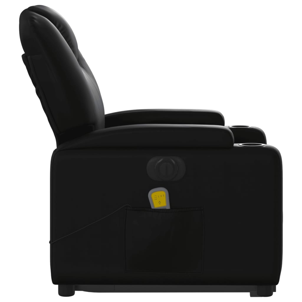 vidaXL Electric Stand up Massage Recliner Chair Black Faux Leather