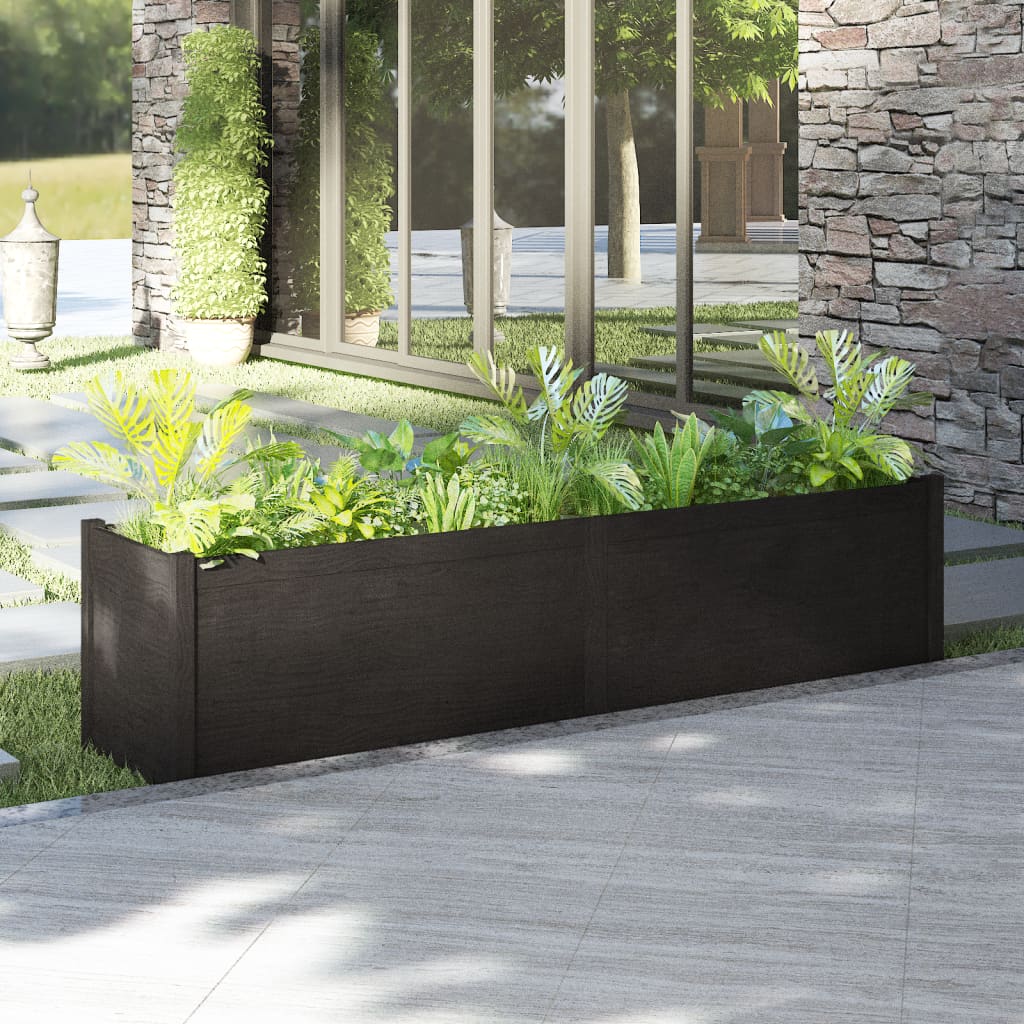 vidaXL Garden Planter Black 78.7"x19.7"x19.7" Solid Wood Pine