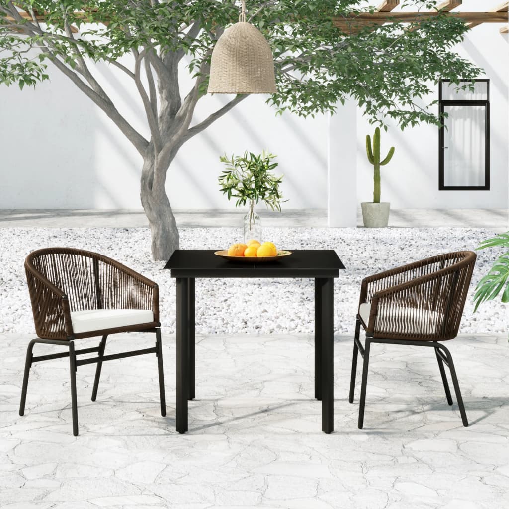 vidaXL 3 Piece Patio Dining Set Brown