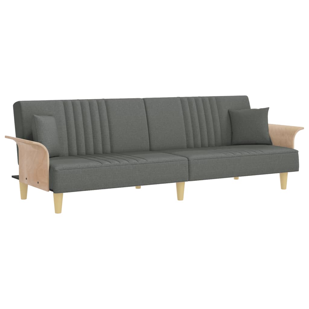 vidaXL Sofa Bed with Armrests Dark Gray Fabric