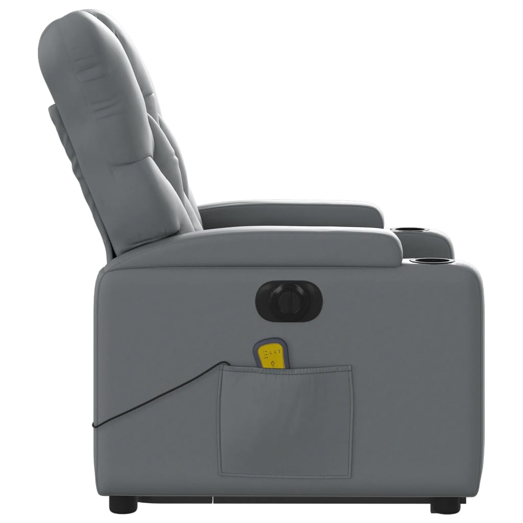 vidaXL Electric Stand up Massage Recliner Chair Gray Faux Leather