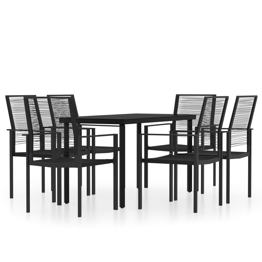 vidaXL 7 Piece Patio Dining Set Black