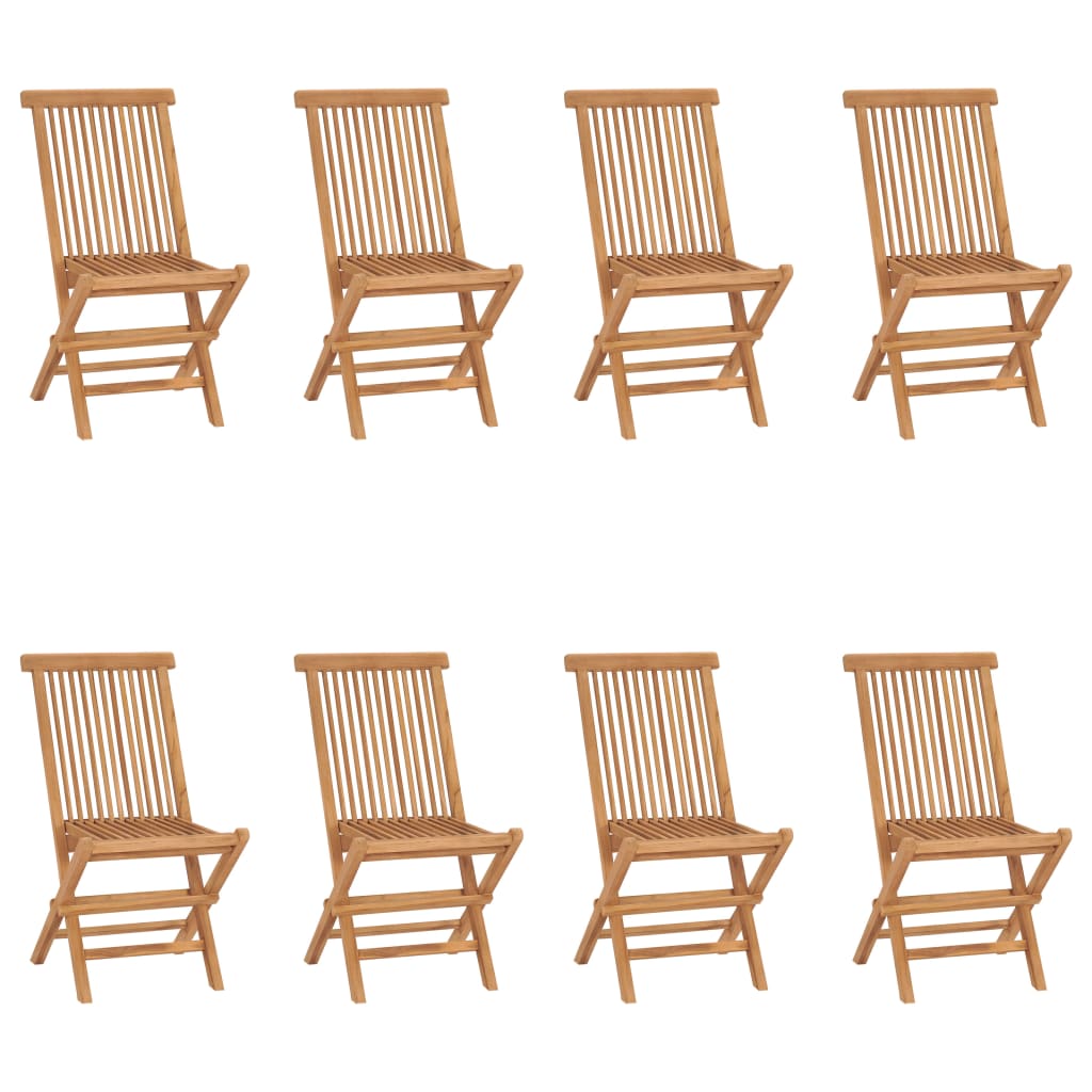 vidaXL Folding Patio Chairs 8 pcs Solid Teak Wood