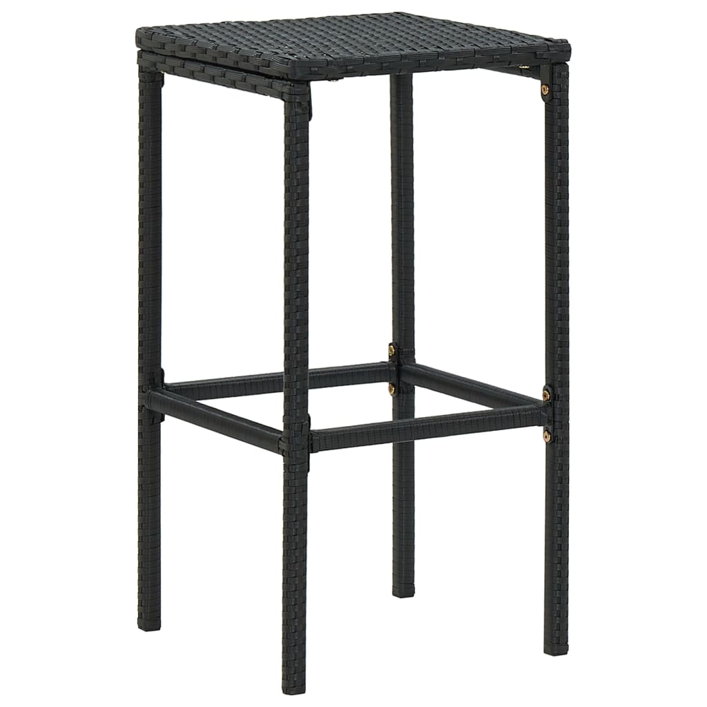 vidaXL Bar Stools with Cushions 3 pcs Black Poly Rattan