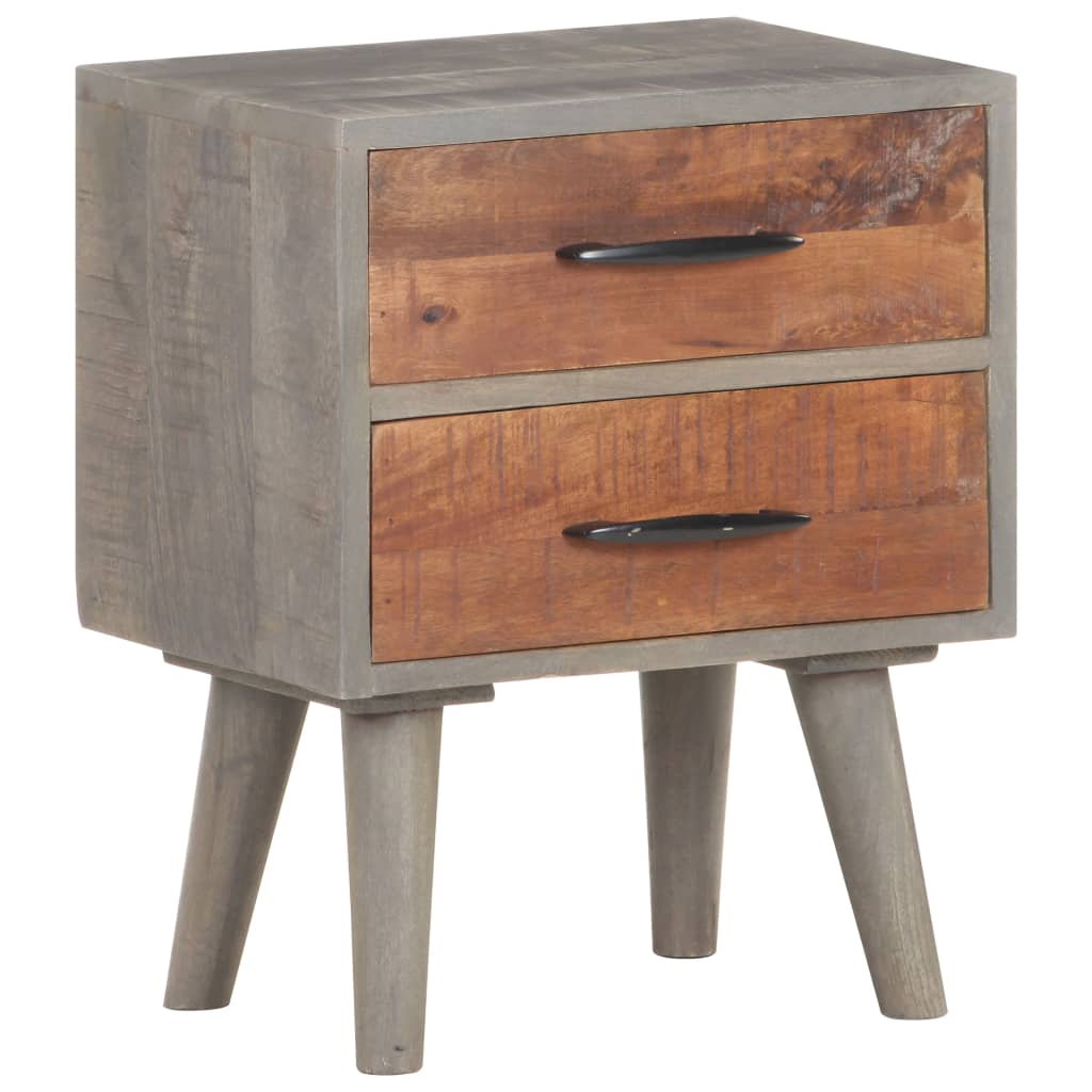 vidaXL Bedside Cabinet Gray 15.7"x11.8"x19.7" Solid Rough Mango Wood