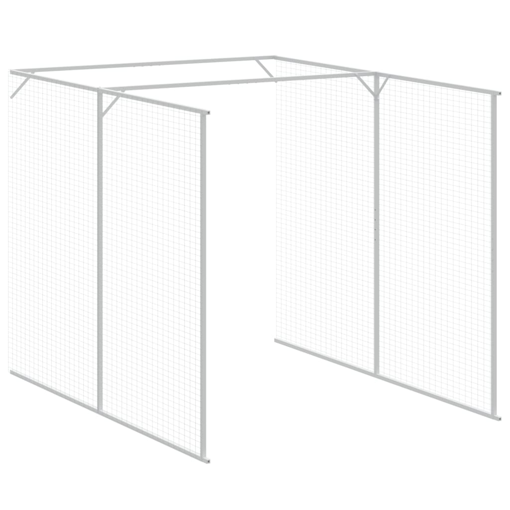 vidaXL Dog House with Run Light Gray 65"x179.1"x71.3" Galvanized Steel