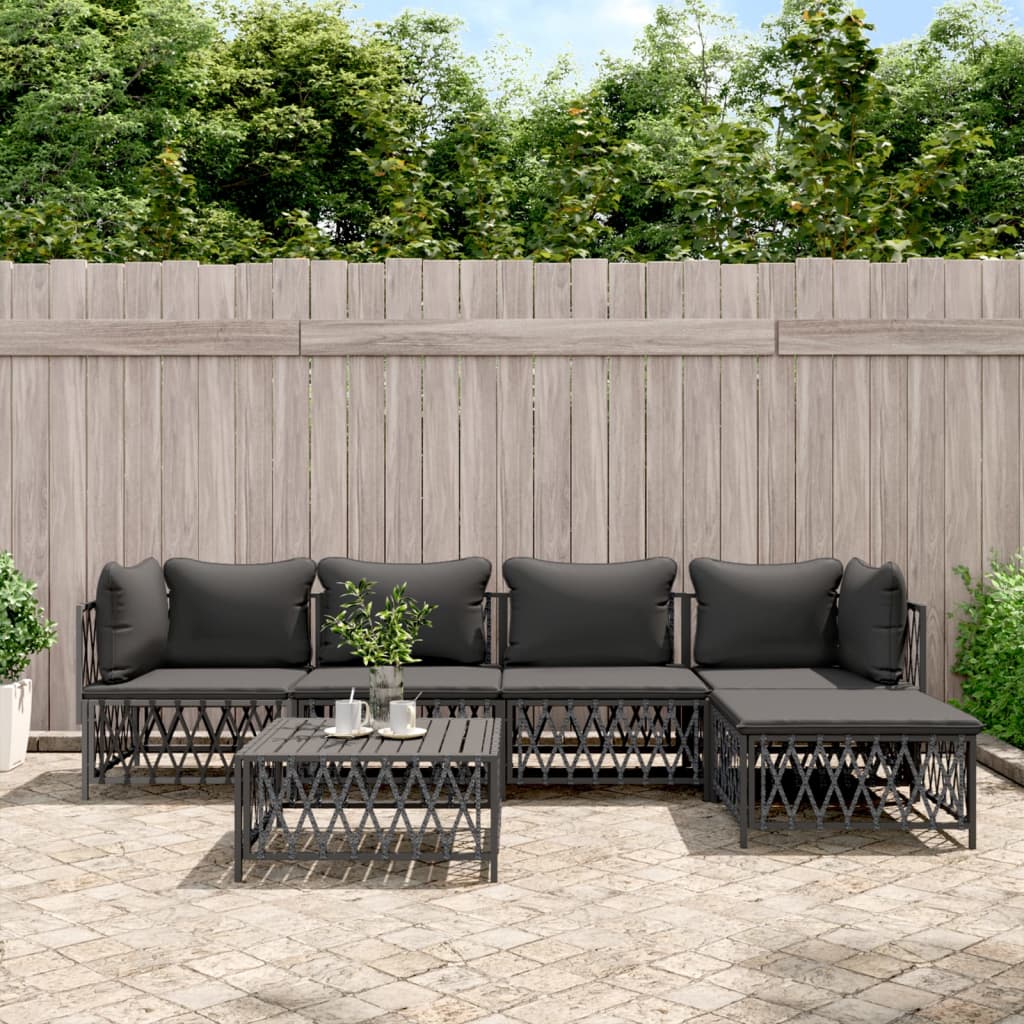 vidaXL 6 Piece Patio Lounge Set with Cushions Anthracite Steel