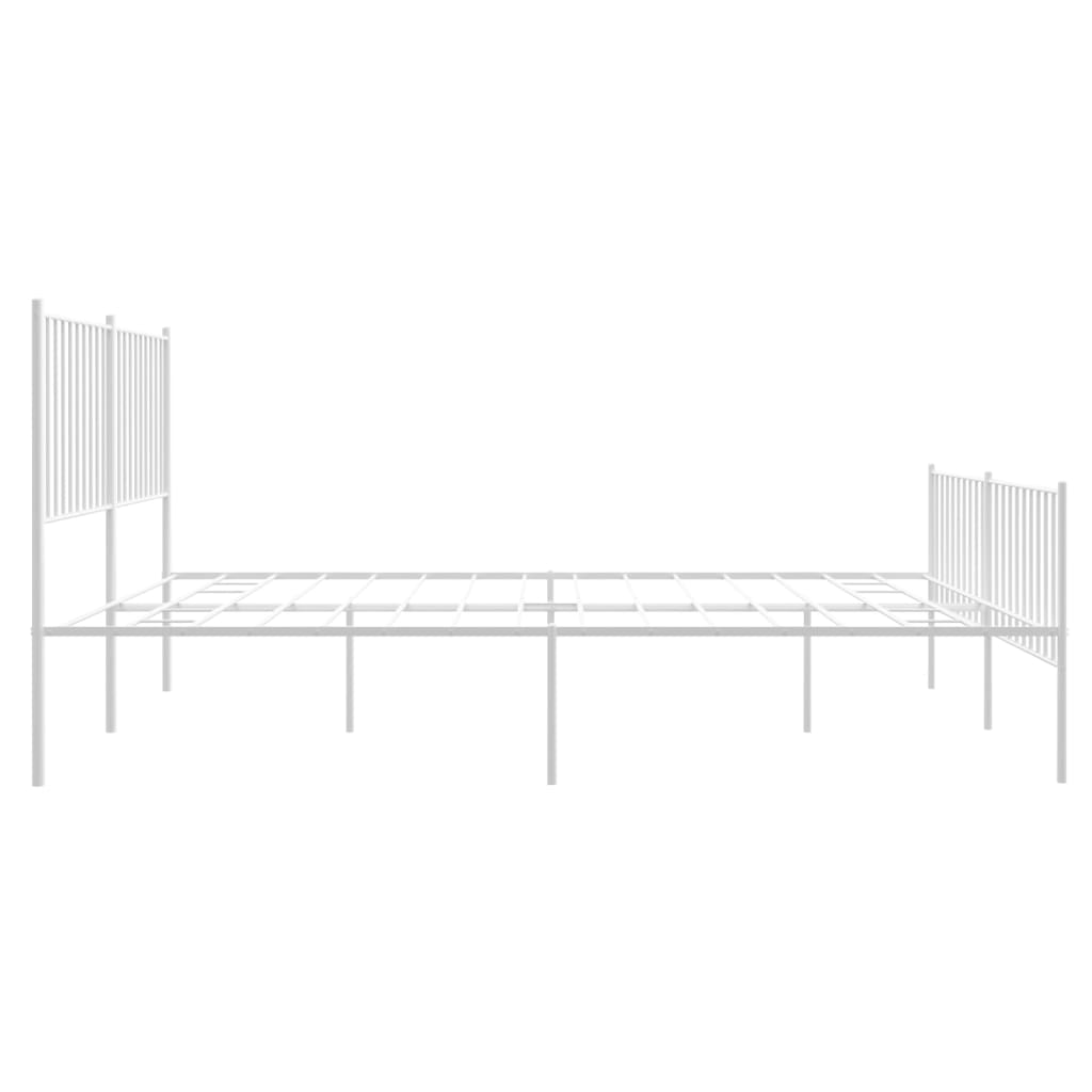 vidaXL Metal Bed Frame without Mattress with Footboard White 59.1"x78.7"