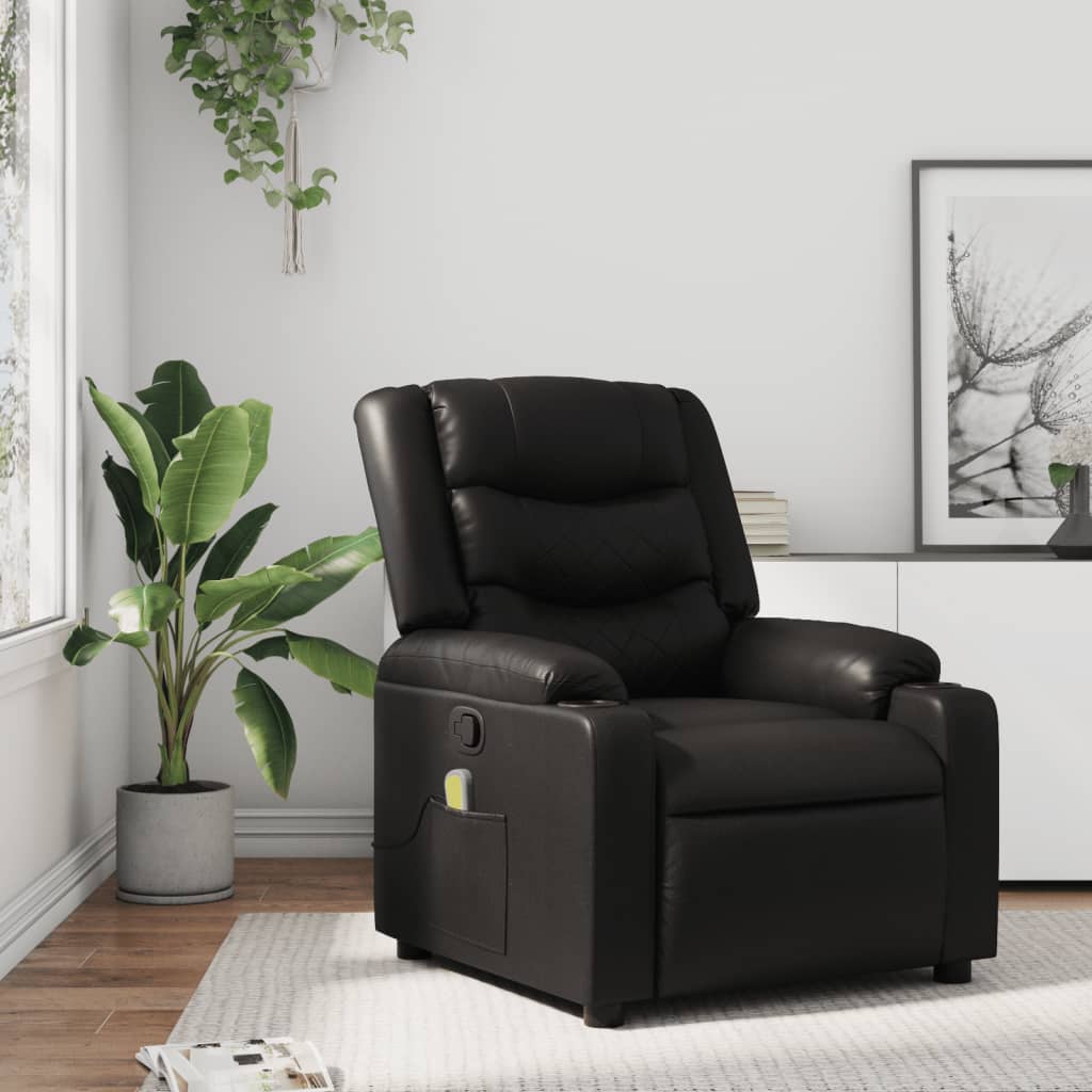 vidaXL Massage Recliner Chair Black Faux Leather