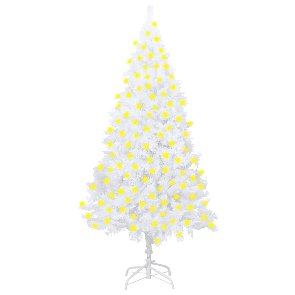 vidaXL Artificial Pre-lit Christmas Tree with Thick Branches White 82.7"