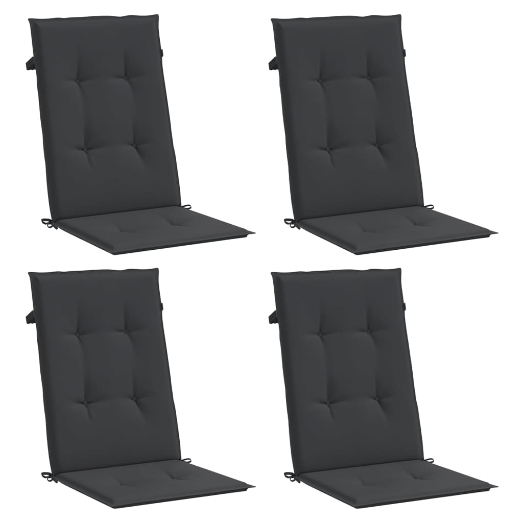 vidaXL Garden Highback Chair Cushions 4 pcs Black 47.2"x19.7"x1.2" Fabric