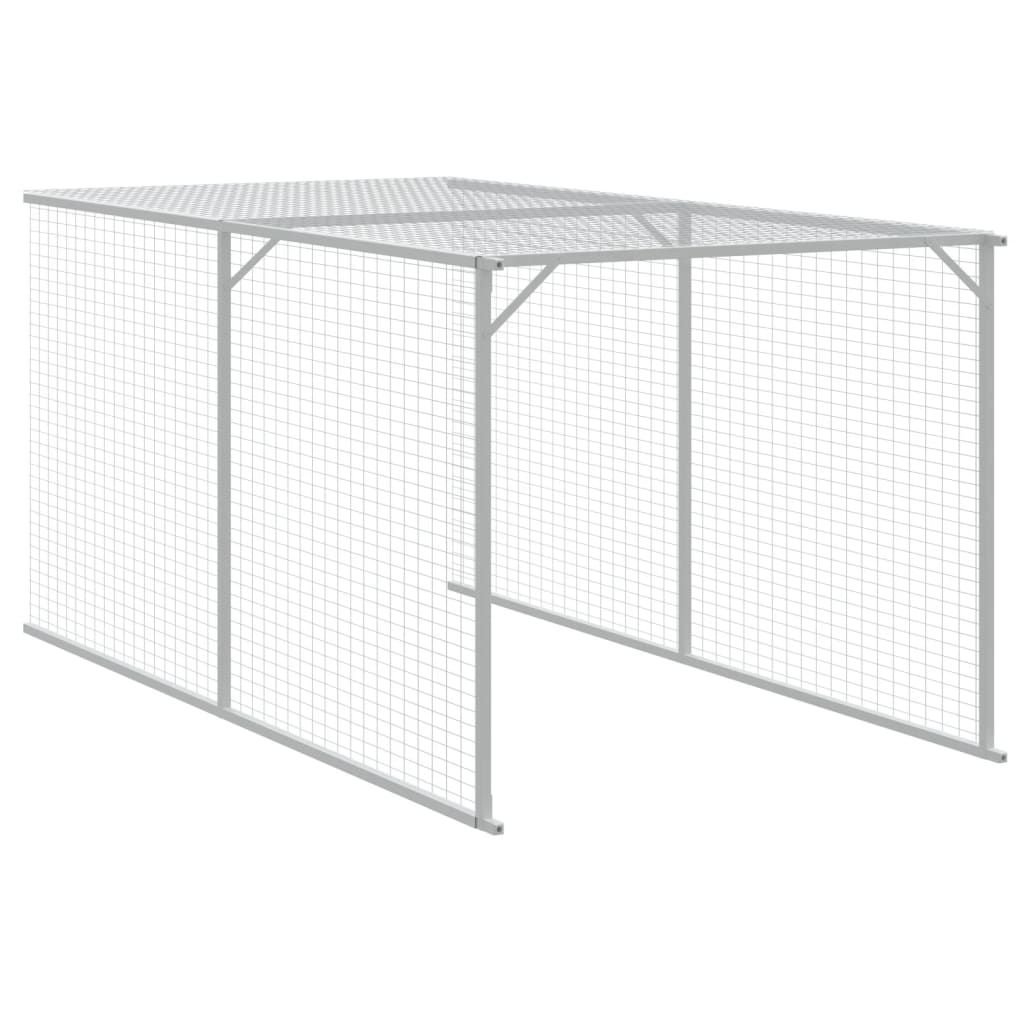 vidaXL Chicken Cage with Run Light Gray 46.1"x320.1"x48.4" Galvanized Steel