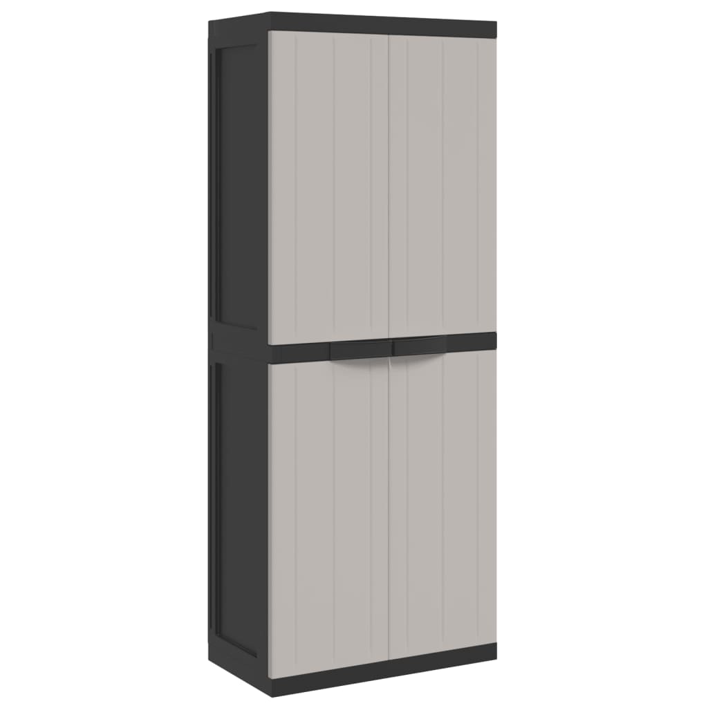 vidaXL Outdoor Storage Cabinet Gray and Black 25.6"x14.6"x65" PP