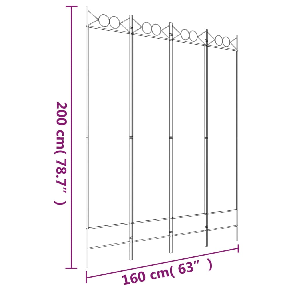 vidaXL 4-Panel Room Divider Brown 63"x78.7" Fabric