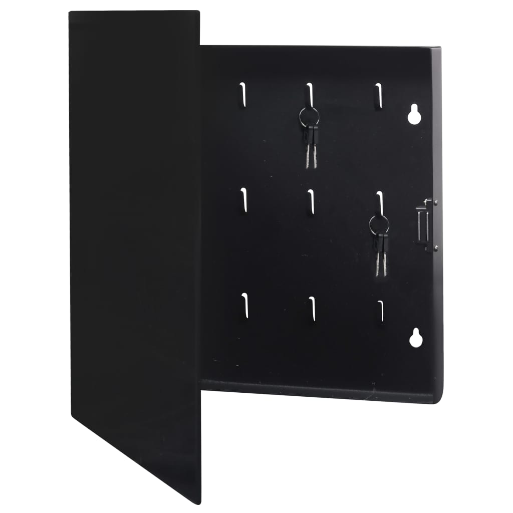 vidaXL Key Box with Magnetic Board Black 13.8"x13.8"x1.6"