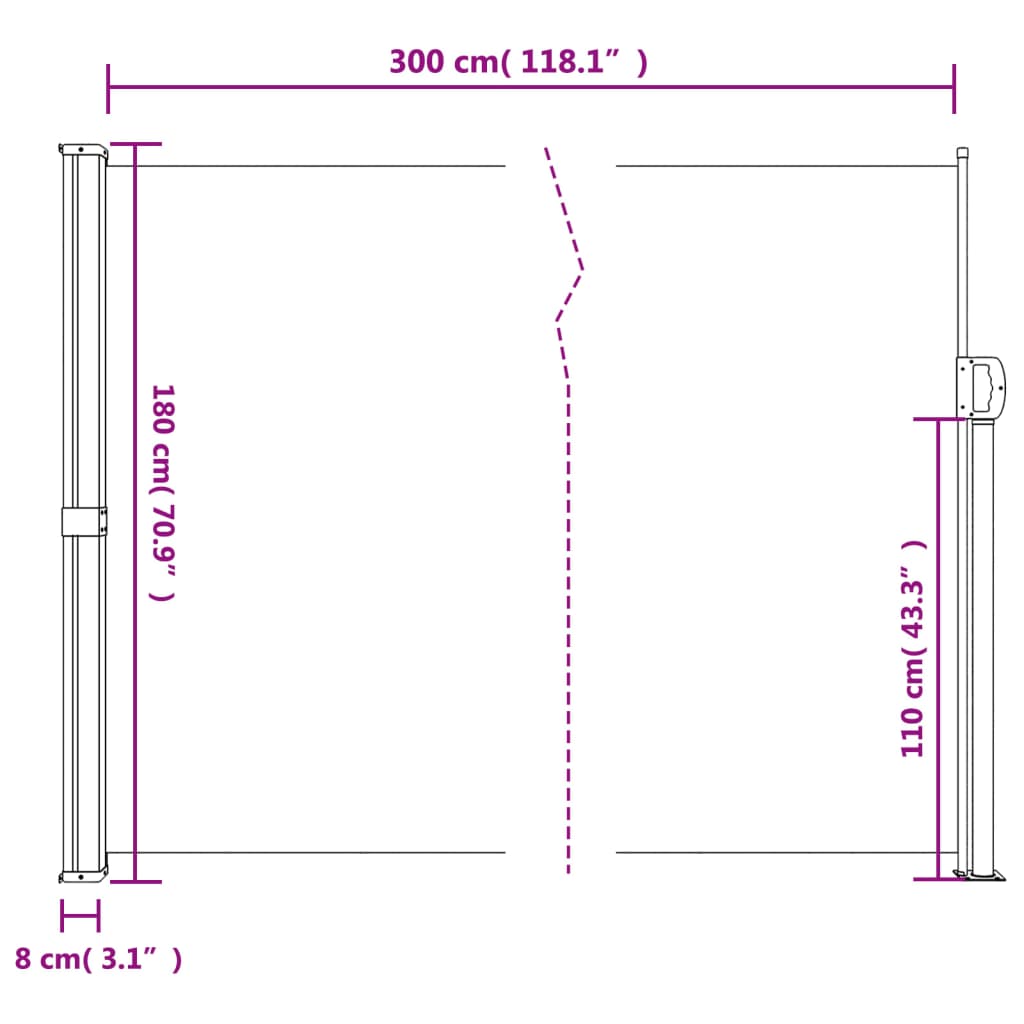 vidaXL Retractable Side Awning Anthracite 70.9"x118.1"