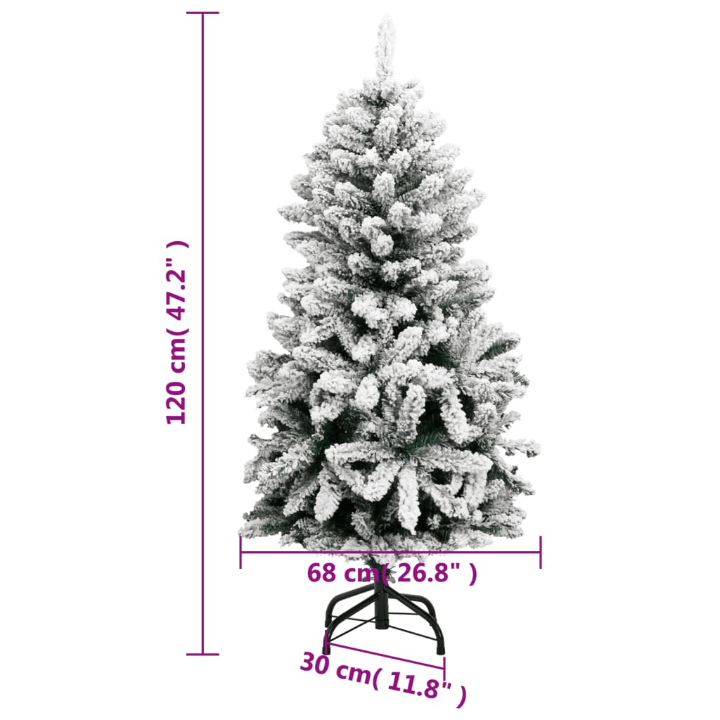 vidaXL Artificial Hinged Christmas Tree with Flocked Snow 47.2"