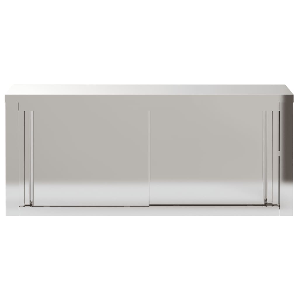 vidaXL Kitchen Wall Cabinet with Sliding Doors Stainless Steel