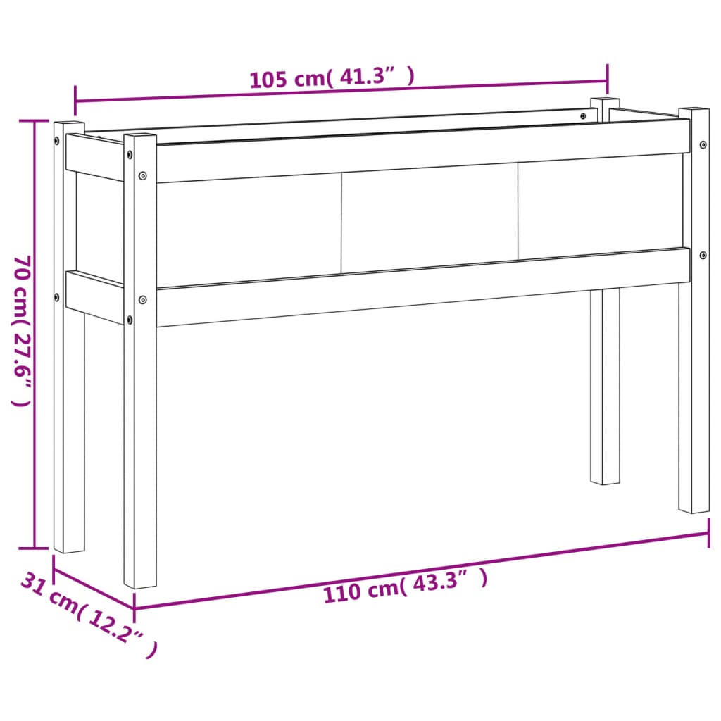 vidaXL Garden Planters 2 pcs with Legs White Solid Wood Pine