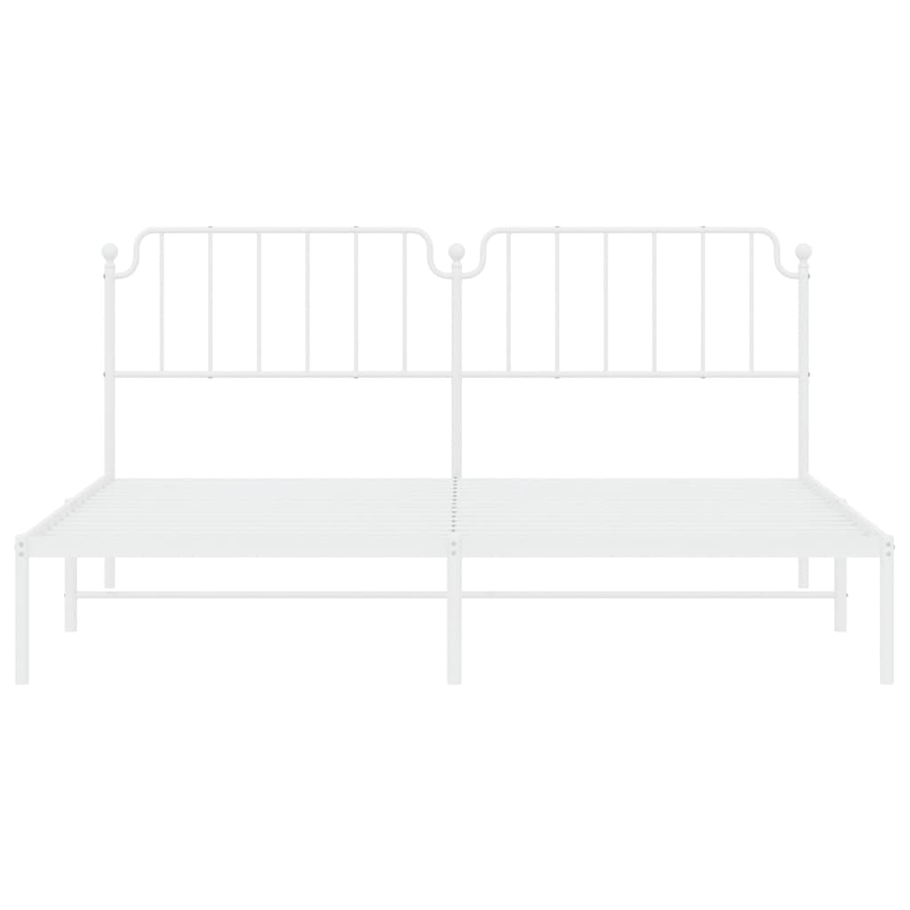 vidaXL Metal Bed Frame with Headboard White 76"x79.9" King