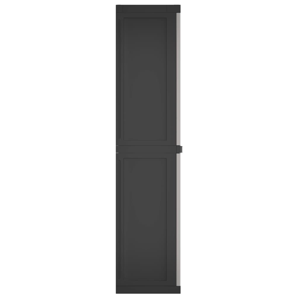 vidaXL Outdoor Storage Cabinet Gray and Black 25.6"x14.6"x65" PP