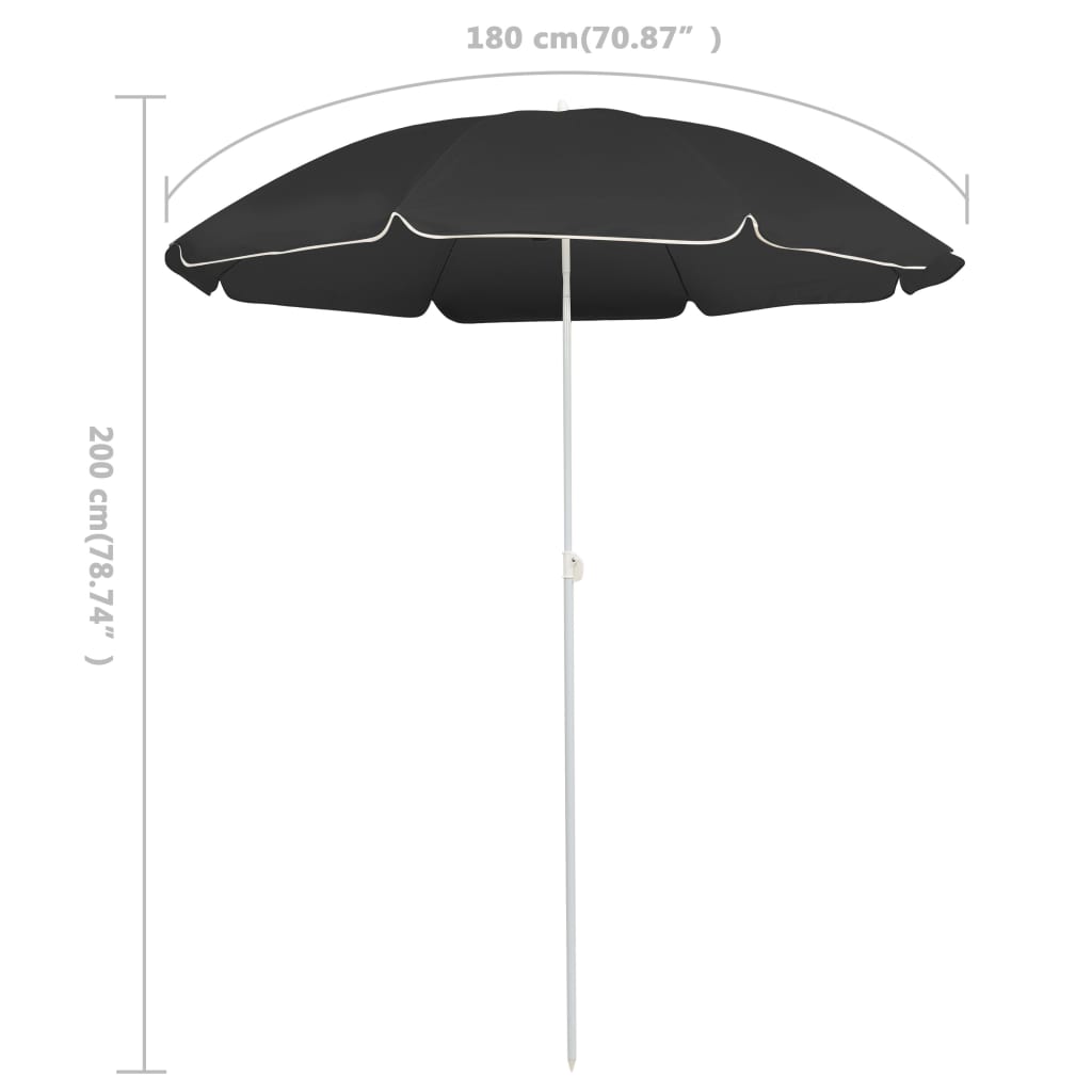 vidaXL Garden Parasol with Steel Pole Anthracite 70.9"