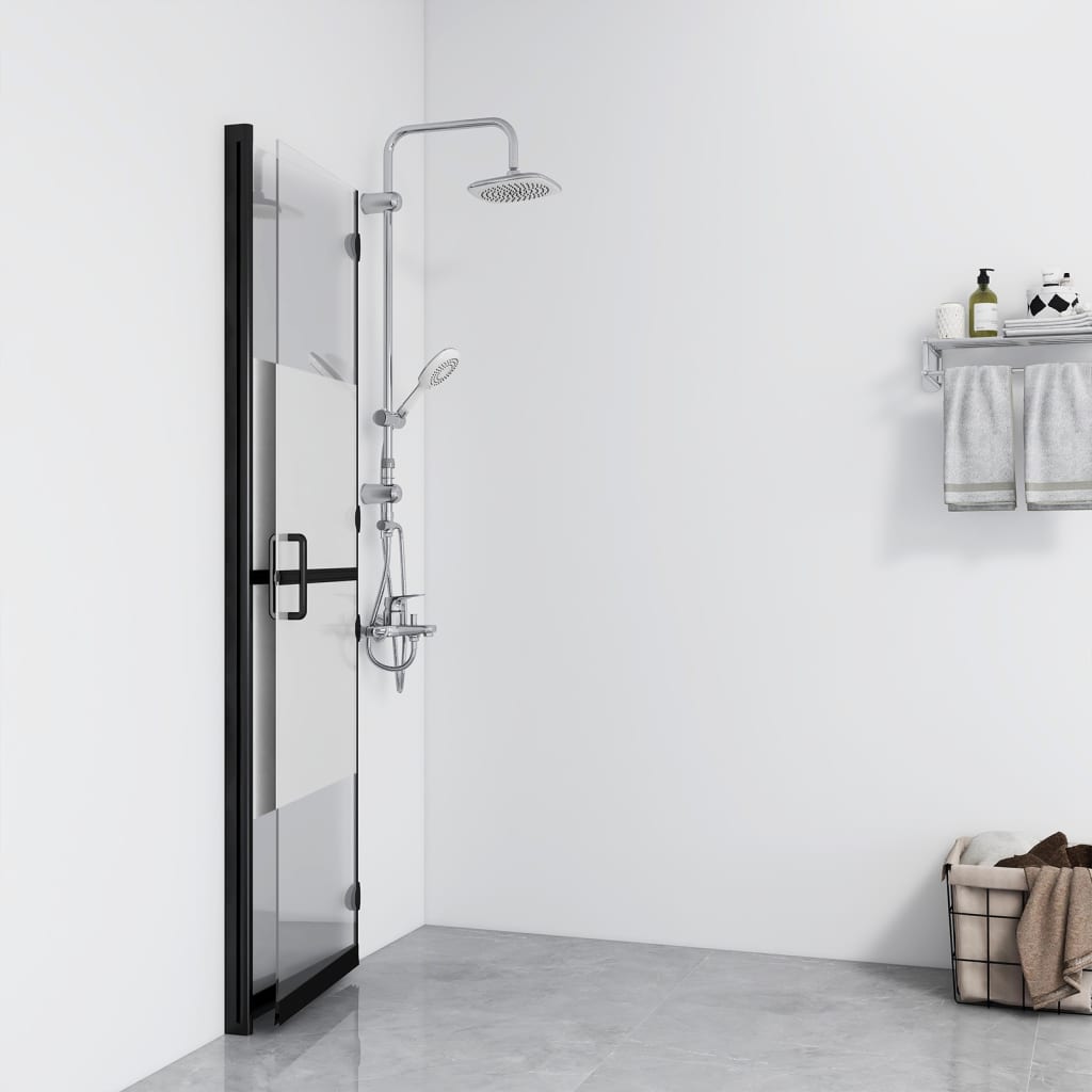 vidaXL Foldable Walk-in Shower Wall Half Frosted ESG Glass 31.5"x74.8"