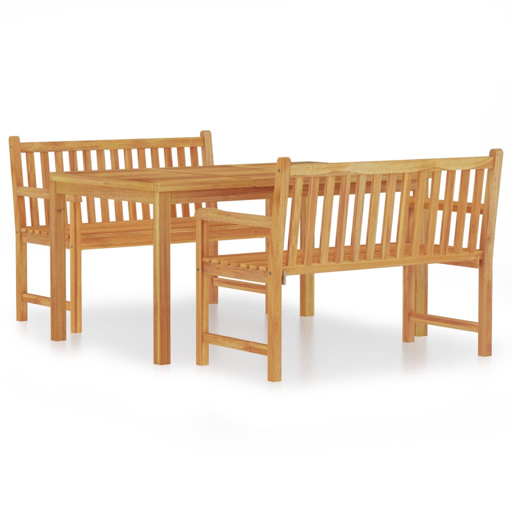 vidaXL 3 Piece Patio Dining Set Solid Wood Teak