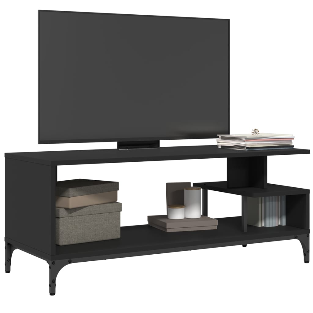 vidaXL TV Stand Black 40.2"x15.7"x16.1" Engineered Wood and Powder-coated Steel