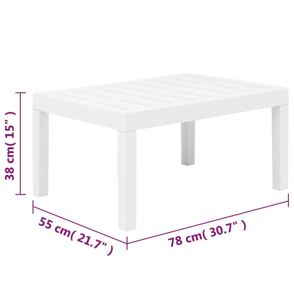 vidaXL 4 Piece Patio Lounge Set Plastic White