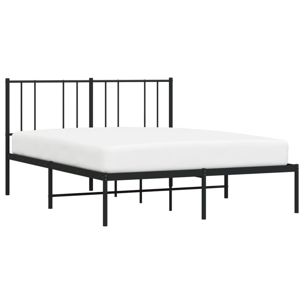 vidaXL Metal Bed Frame without Mattress with Headboard Black 59.1"x78.7"