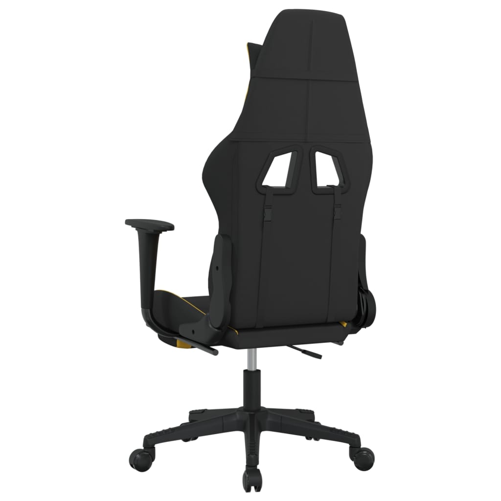 vidaXL Gaming Chair with Footrest Black and Yellow Fabric