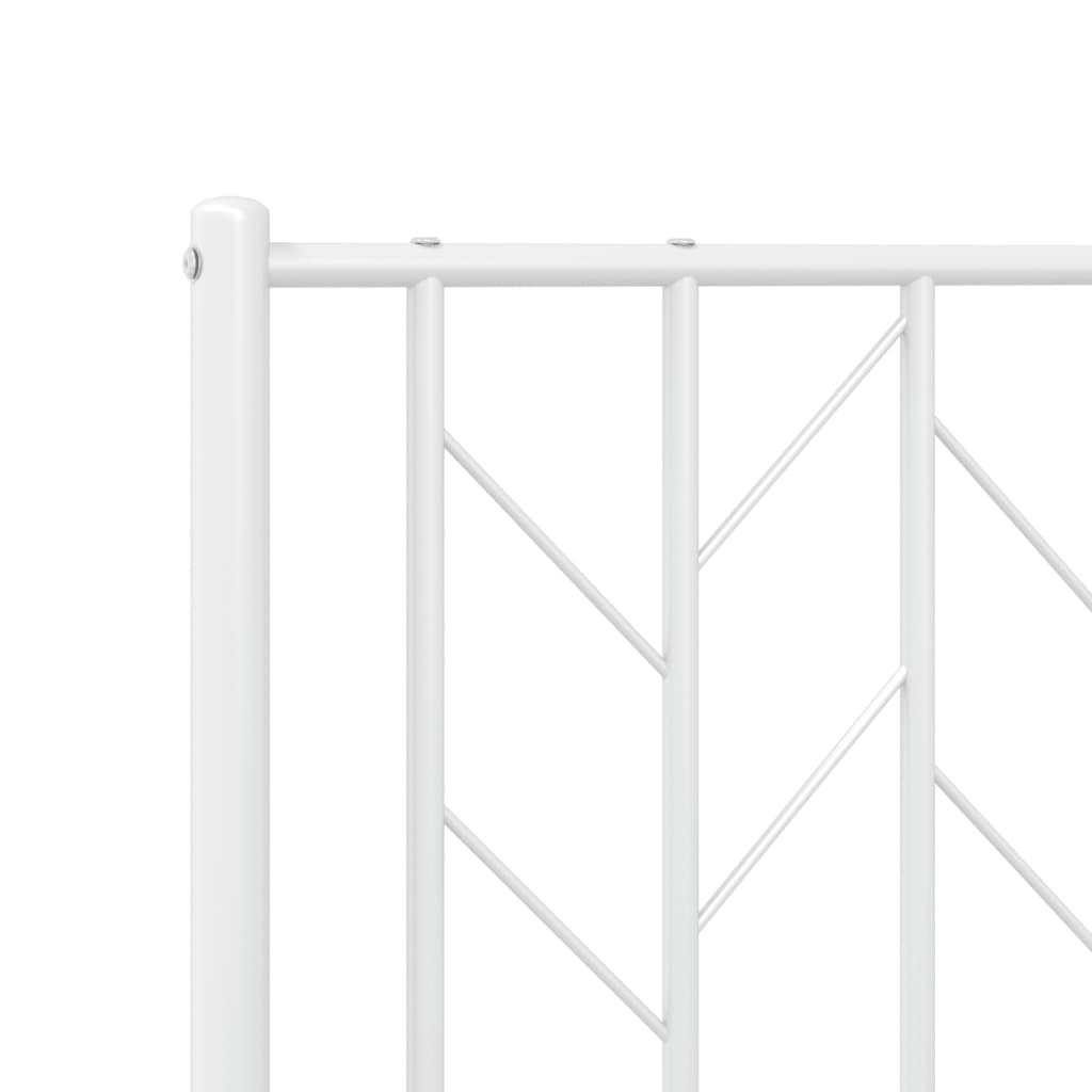 vidaXL Metal Bed Frame with Headboard White 39.4"x78.7"