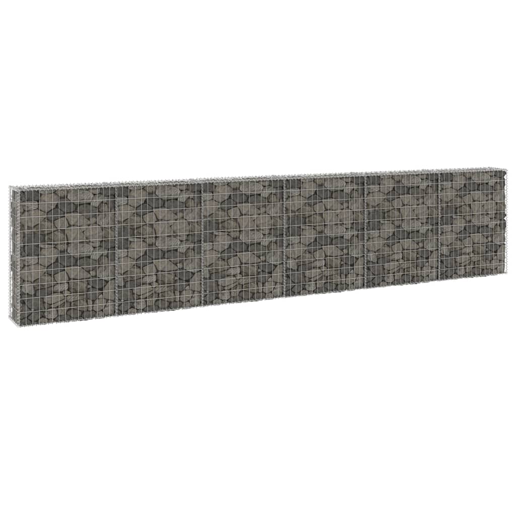 vidaXL Gabion Wall with Covers Galvanized Steel 118.1"x11.8"x39.4"