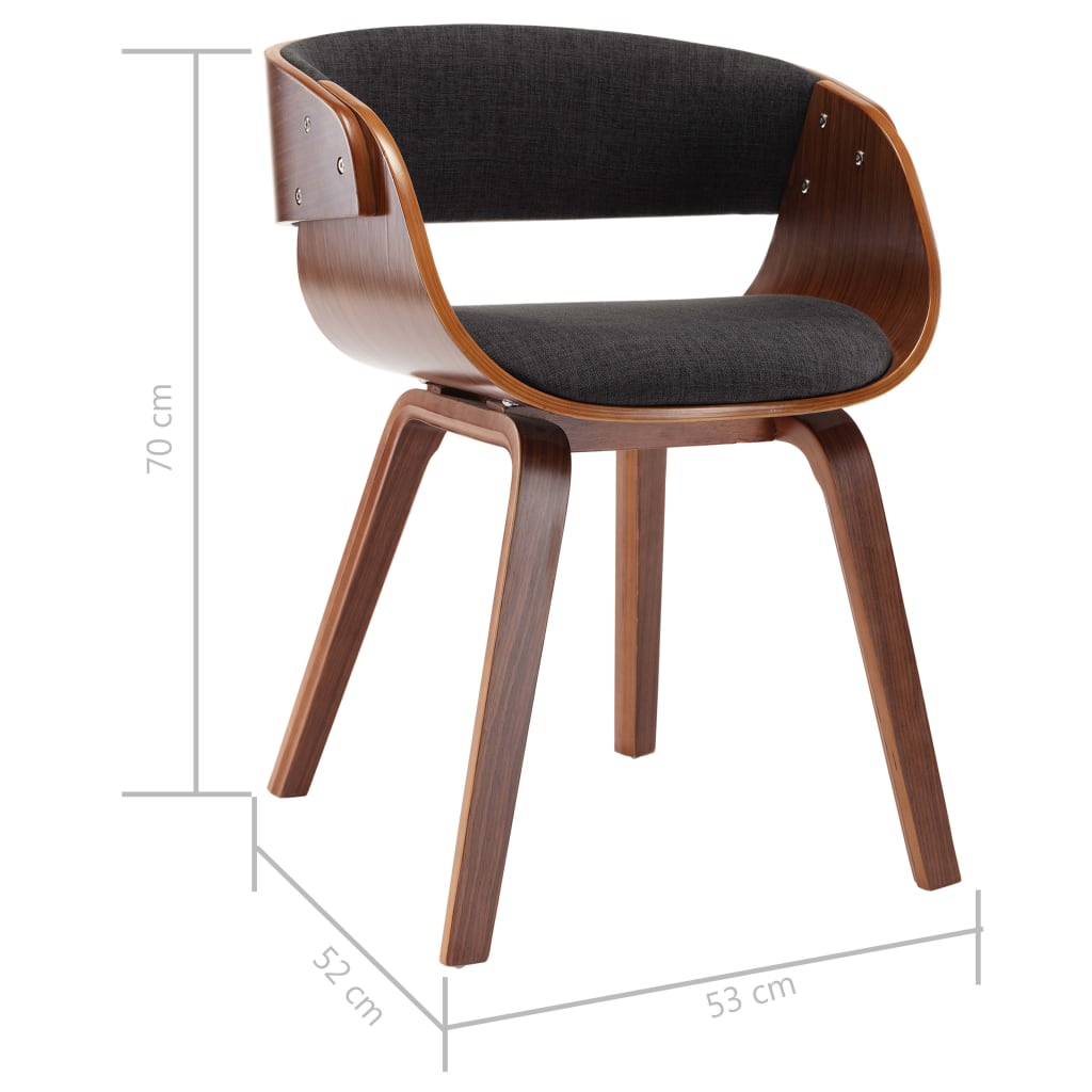 vidaXL Dining Chair Gray Bent Wood and Fabric