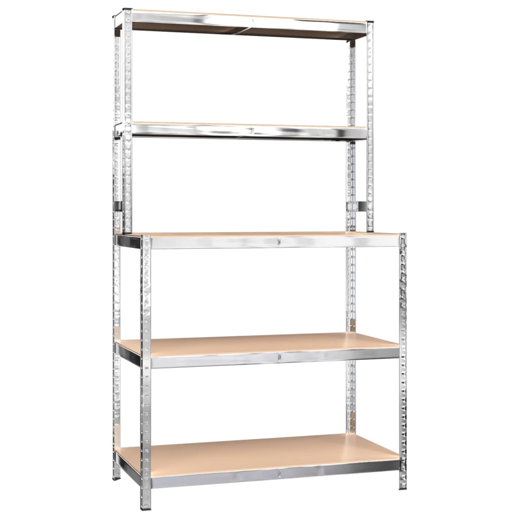 vidaXL 5-Layer Work Table with Shelves Silver Steel&Engineered Wood